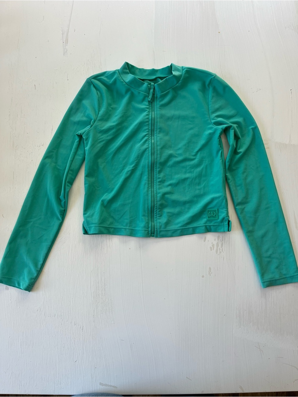GAP Teal Long-Sleeve Zip Rash Guard